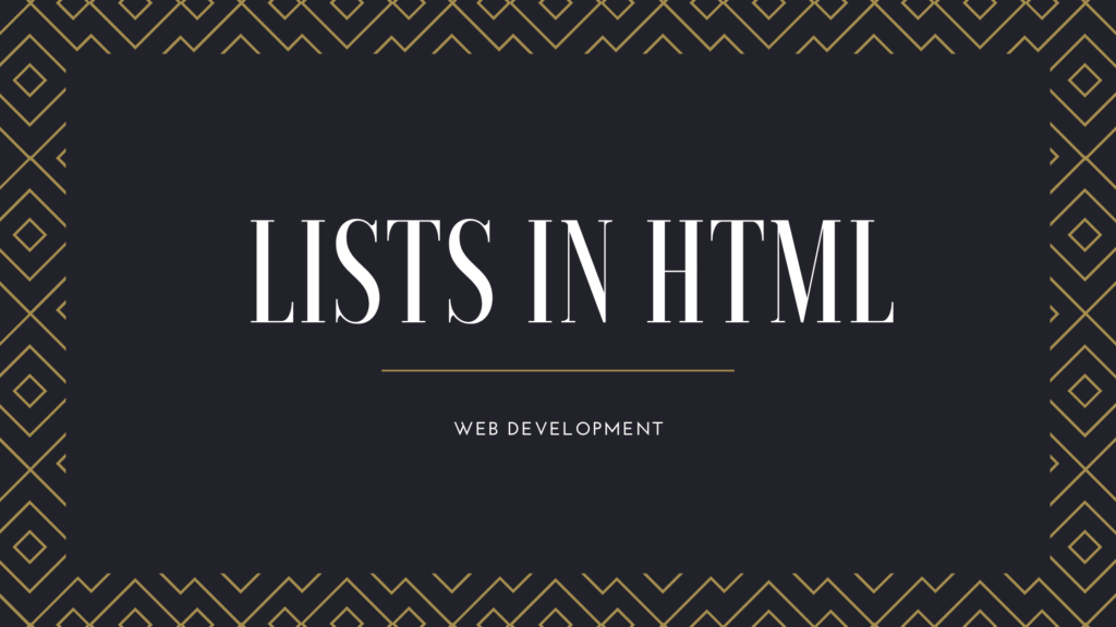 Lists in HTML